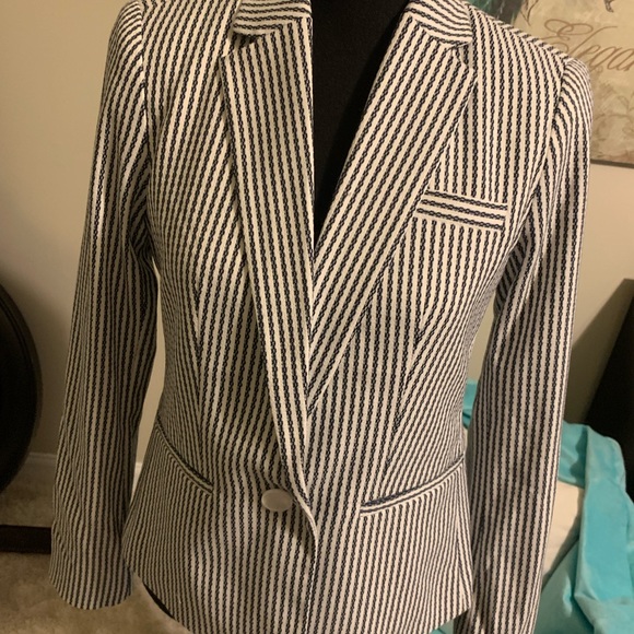 Ann Taylor Jackets & Blazers - Ann Taylor dark blue and cream stripe two piece suit.